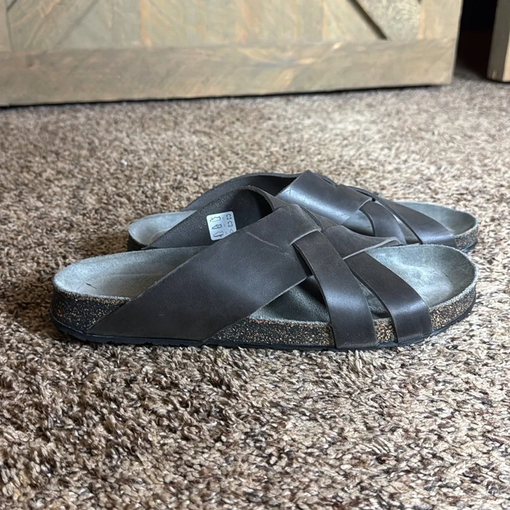 Haflinger Bo slide sandals with cross straps Size 10 Gray